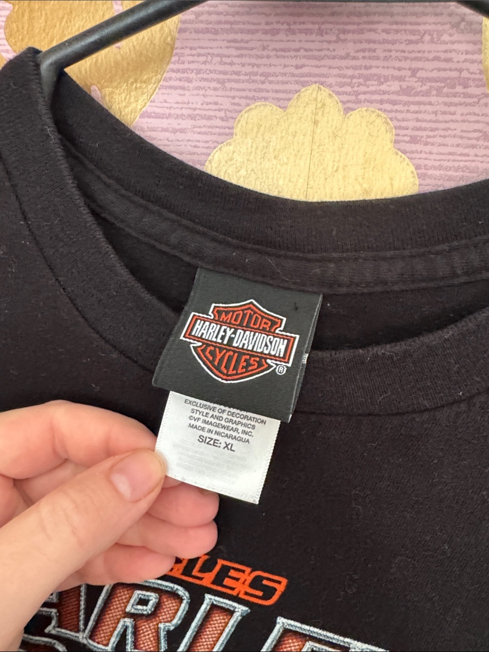 Harley-Davidson Black Short Sleeve Logo Tee with Elastic Hem size XL - Picture 3 of 6